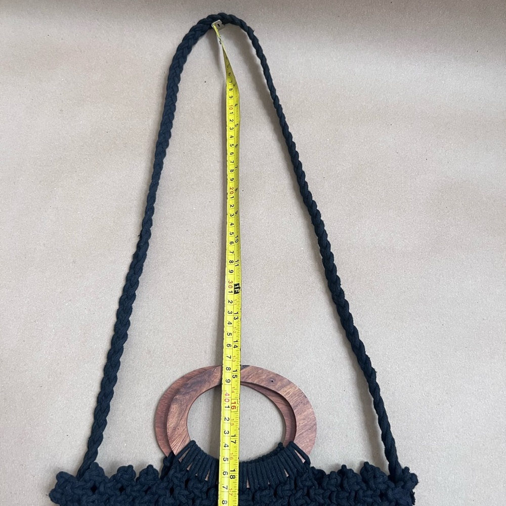 Danielle Nicole Black Macrame Fringe Crossbody Ba… - image 5